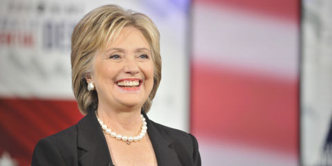 Hillary Clinton speaking at conference | ELLE UK