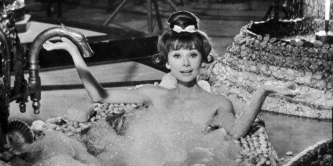 Audrey Hepburn in bath | ELLE UK