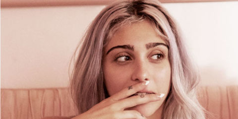Lourdes Leon with pink hair in Stella McCartney perfume film