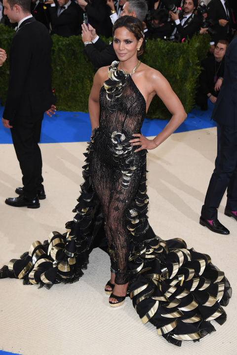 Halle is wearing Versace and Atelier Swarovski
