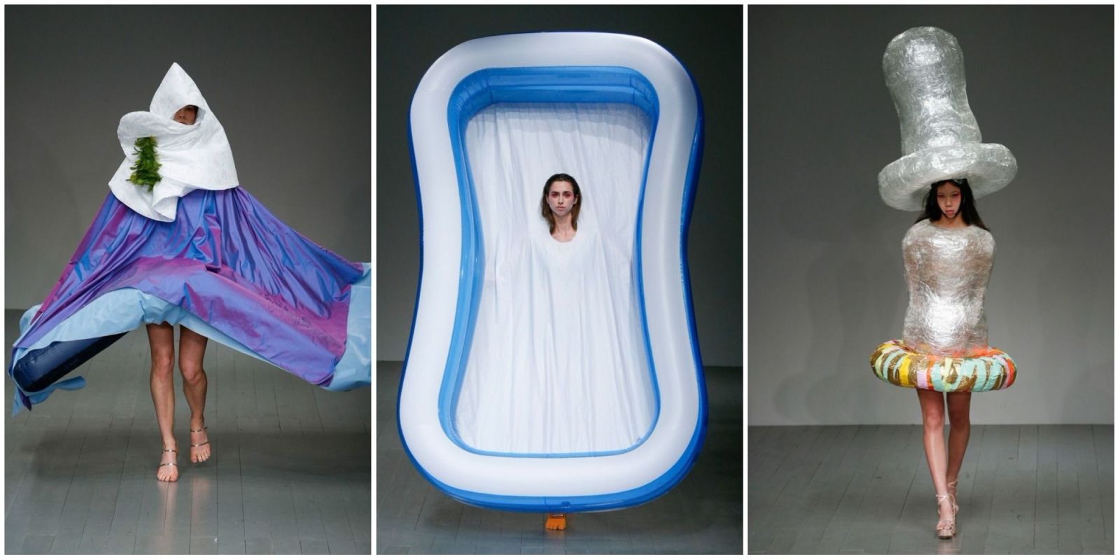 inflatable dress fashion show At Central St Martins, It Was All About The Inflatable Swimming Pool Dress